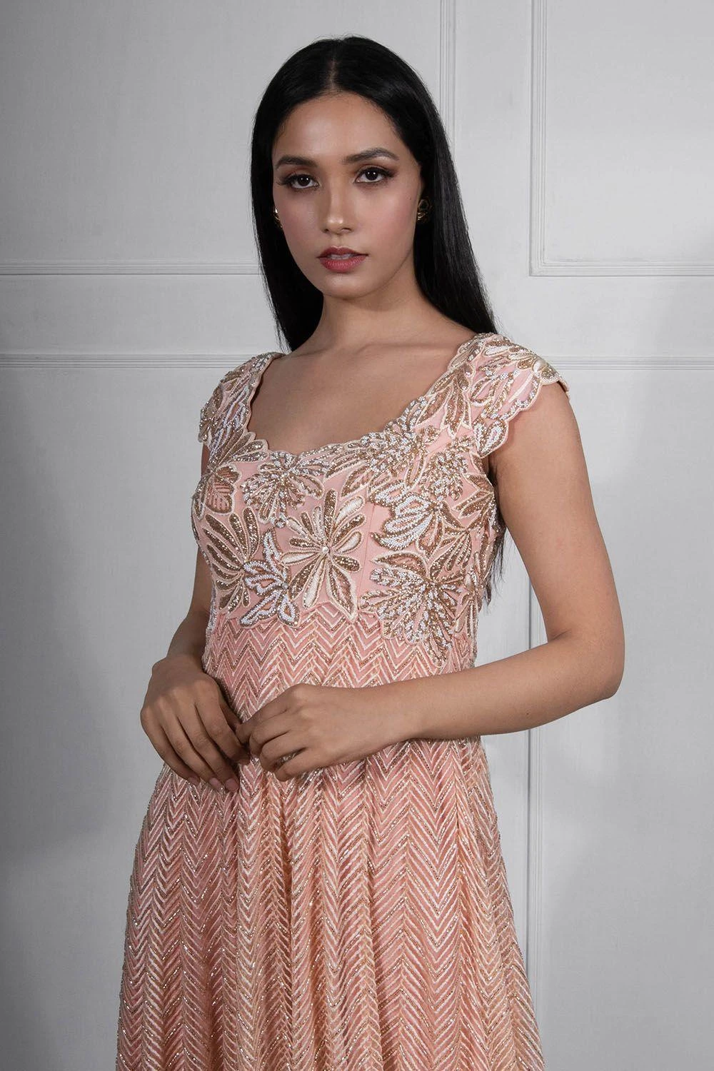 Ritika Mirchandani Pink & Gold Embroidered Anarkali Set 5 Ritika Mirchandani Pink & Gold Embroidered Anarkali Set - Image 3