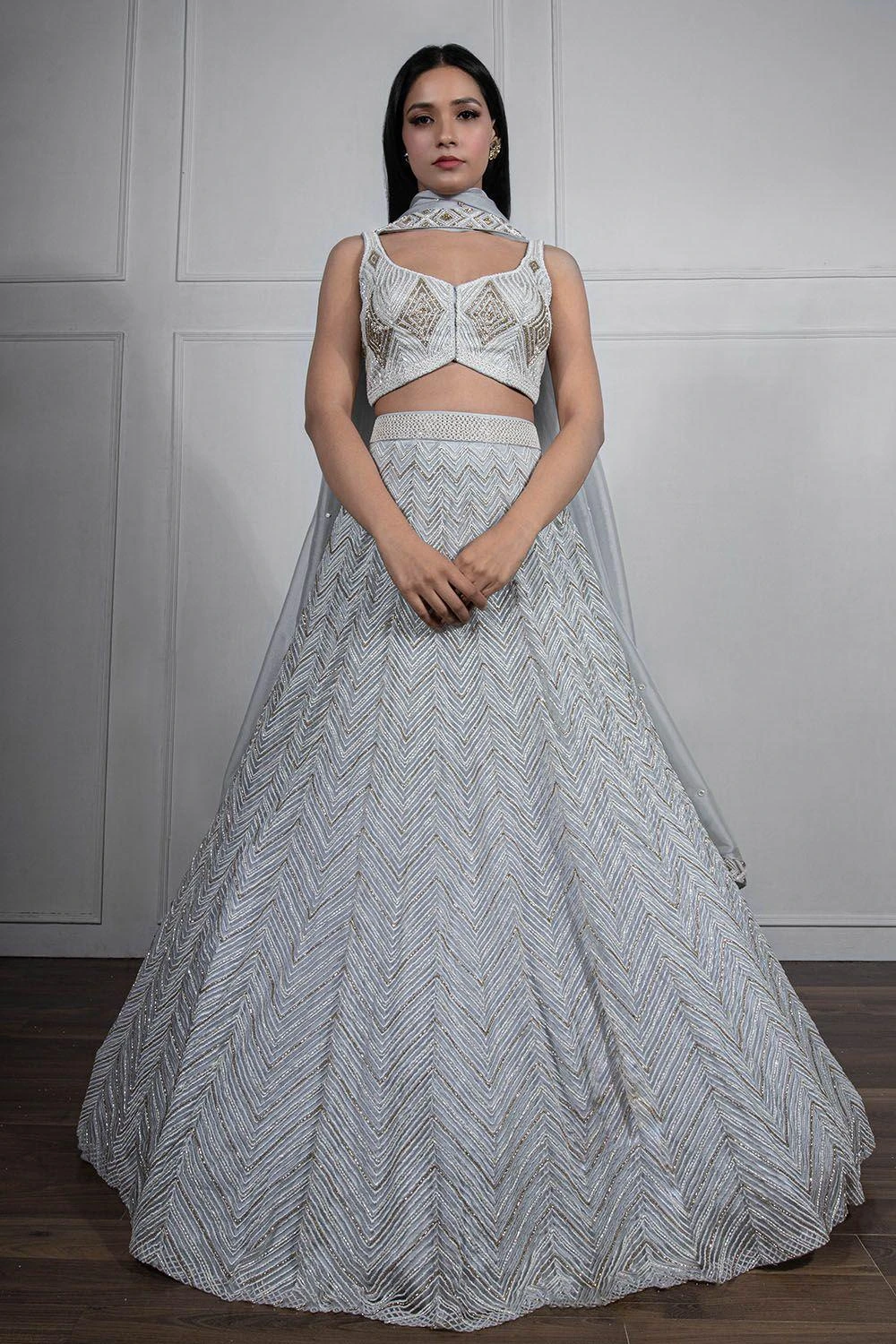 Ritika Mirchandani Grey Embellished Lehenga Set 4 Ritika Mirchandani Grey Embellished Lehenga Set - Image 2