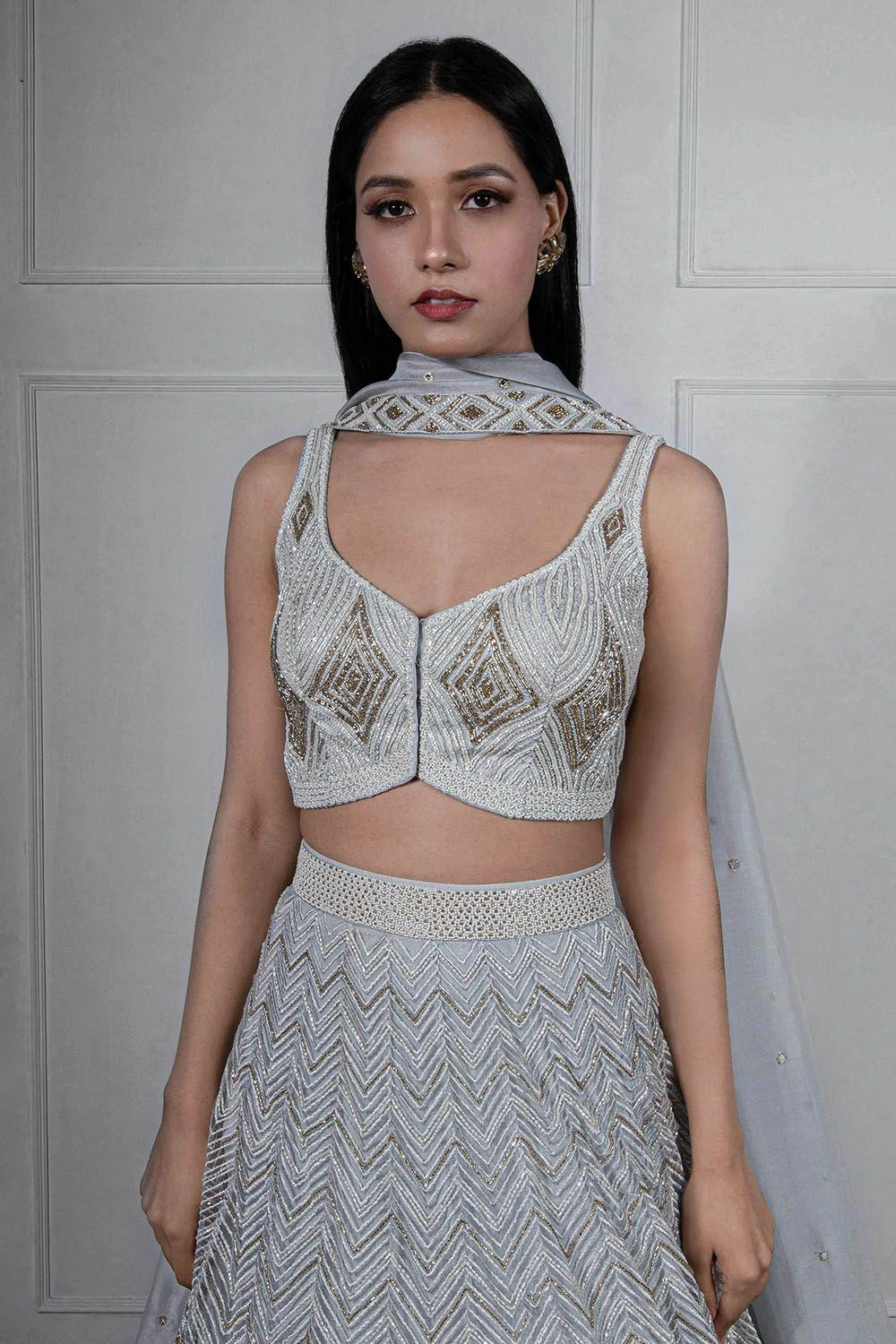 Ritika Mirchandani Grey Embellished Lehenga Set 5 Ritika Mirchandani Grey Embellished Lehenga Set - Image 3