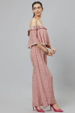 SVA Ivory Geometric Printed Cape Style Jumpsuit 9 SVA Ivory Geometric Printed Cape Style Jumpsuit -Inca Sales Store 010823sa08 3