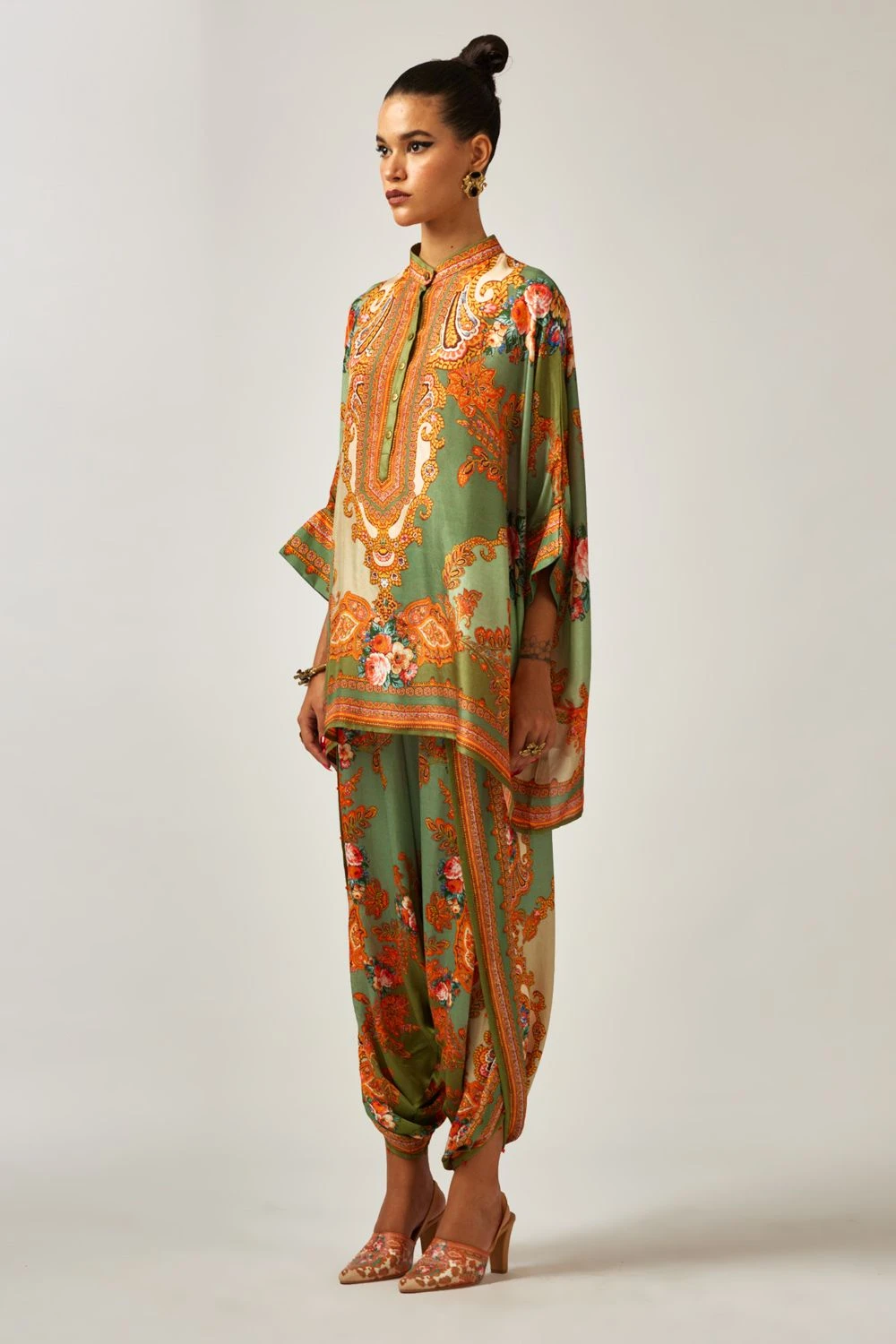 Rajdeep Ranawat Chanel Minty Green Floral Printed Tunic 5 Rajdeep Ranawat Chanel Minty Green Floral Printed Tunic - Image 3