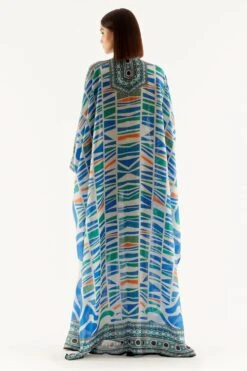 Rajdeep Ranawat Seville French Blue Geometric Print Kaftan -Inca Sales Store 013122023rr05 4