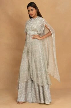 Ahilian Green Floral Embroidered Cape Set -Inca Sales Store 020623an03 3