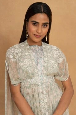 Ahilian Green Floral Embroidered Cape Set -Inca Sales Store 020623an03 4