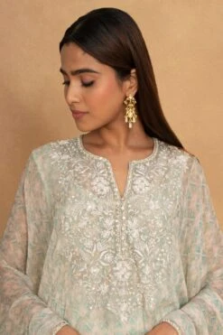 Ahilian Green Floral Embellished Kaftan Set -Inca Sales Store 020623an05 4