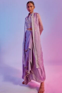 SVA Lilac Embellished Long Jacket Set -Inca Sales Store 020623sa01 2