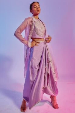 SVA Lilac Embellished Long Jacket Set -Inca Sales Store 020623sa01 3