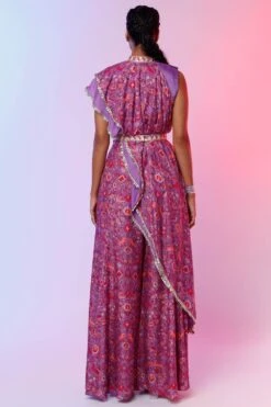 SVA Purple Floral Printed Draped Co-ord Set -Inca Sales Store 020623sa06 4