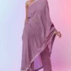 SVA Lilac Printed One Shoulder Sari & Pants -Inca Sales Store 020623sa07 1