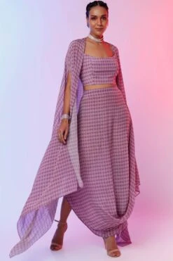SVA Lilac Printed Cape Set