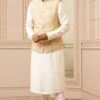 Tarun Tahiliani Men Ivory Silk Dupion Printed Bundi -Inca Sales Store 024tt19 1