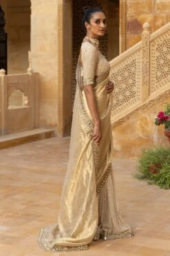 Arpita Mehta Beige Hand Embellished Sari Set -Inca Sales Store 031123am17 3