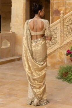 Arpita Mehta Beige Hand Embellished Sari Set -Inca Sales Store 031123am17 4