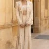 Arpita Mehta Vanilla & Gold Hand Embellished Blazer Set