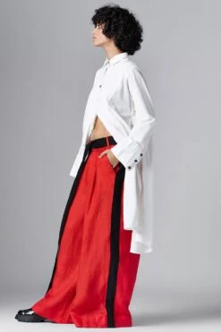 Chola Red Pleated Trousers With A Contrast Belt -Inca Sales Store 0311ca07 2
