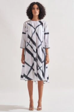 Amrich Black & White Handcrafted Shibori Dress