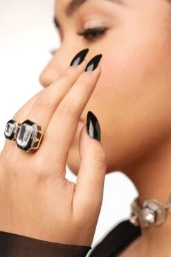 Isharya White Dual-Crystal Ring