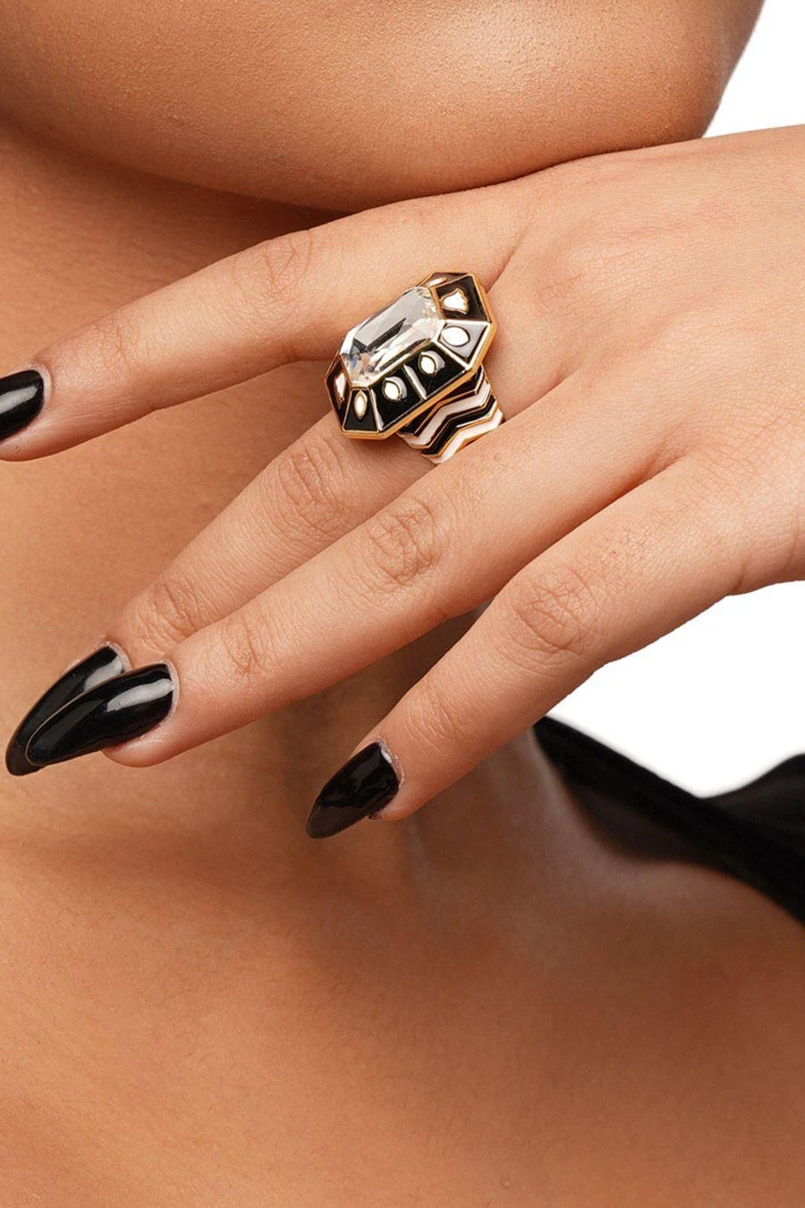 Isharya Blaze Chevron Crystal Ring 3 Isharya Blaze Chevron Crystal Ring