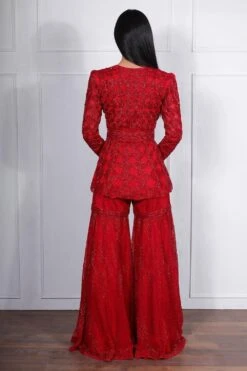 Ritika Mirchandani Red Hand Embroidered Sharara Set 7 Ritika Mirchandani Red Hand Embroidered Sharara Set -Inca Sales Store 0410rm01 3
