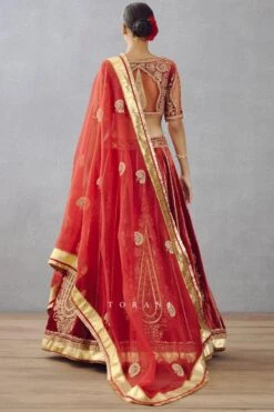Torani Dhwani Bright Red Embellished Lehenga Set -Inca Sales Store 0411tor03 5 1