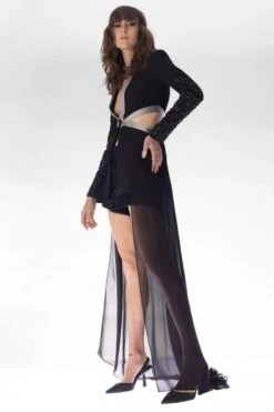 Rohit Gandhi + Rahul Khanna Black Magnetic Orbital Dress