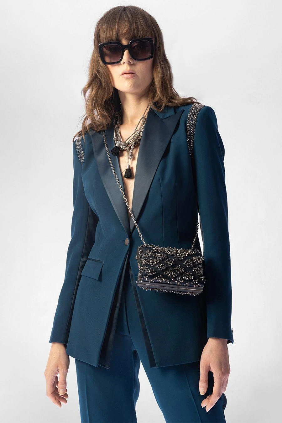 Rohit Gandhi + Rahul Khanna Teal Double Layered Jacket Set 5 Rohit Gandhi + Rahul Khanna Teal Double Layered Jacket Set - Image 3