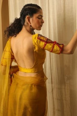 Medha Yellow Silk Embroidered Blouse 7 Medha Yellow Silk Embroidered Blouse -Inca Sales Store 0512ma04 3