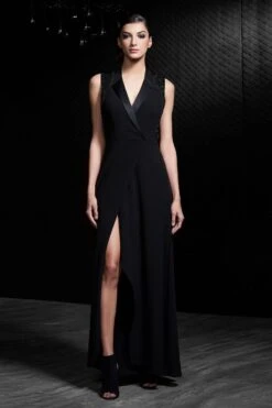 Rohit Gandhi + Rahul Khanna Omega Black Overlap Dress