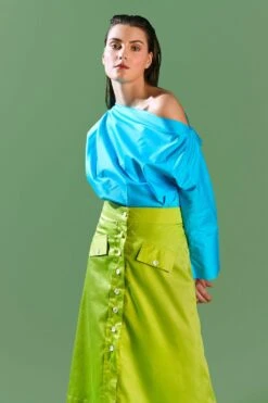 Bennch Lime Green Button Down Skirt -Inca Sales Store 051pgsk 3