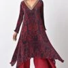 Kiran Uttam Ghosh Maroon Hand Embellished Pleated Kaftan -Inca Sales Store 060523kg07 1