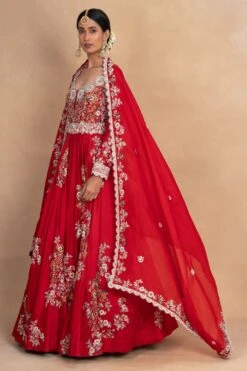 Petticoat Lane By Divya Red Dori Embroidered Anarkali Set -Inca Sales Store 070623pl02 2