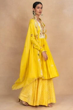 Petticoat Lane By Divya Yellow Floral Gathered Sharara Set -Inca Sales Store 070623pl03 3
