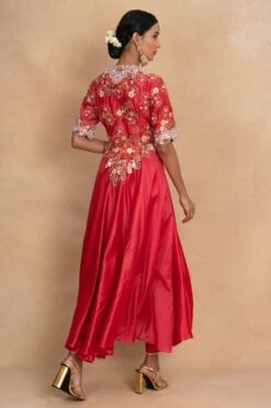 Petticoat Lane By Divya Red Dori Embellished Kalidar Kurta Set -Inca Sales Store 070623pl07 5