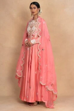 Petticoat Lane By Divya Salmon Pink Floral Kalidar Set -Inca Sales Store 070623pl08 3