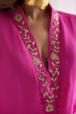 Shorshe Fuchsia Hand Embroidered Kaftan -Inca Sales Store 0710sh04 3