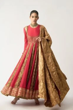 Itrh Red Zari Embroidered Anarkali Set -Inca Sales Store 0802it17 3