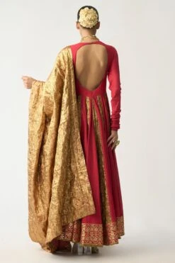 Itrh Red Zari Embroidered Anarkali Set -Inca Sales Store 0802it17 4