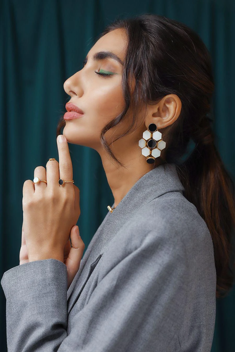 Varnika Arora Inara Black Onyx Dangler Earrings 4 Varnika Arora Inara Black Onyx Dangler Earrings - Image 2