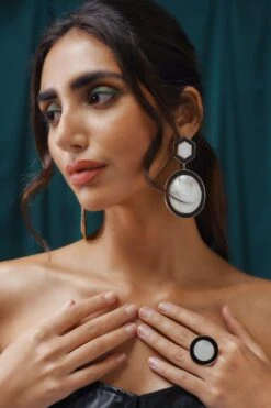 Varnika Arora Azia Black Onyx Dangler Earrings