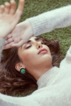 Varnika Arora Black & Green Mother-of-pearl Earrings -Inca Sales Store 0802va17 3