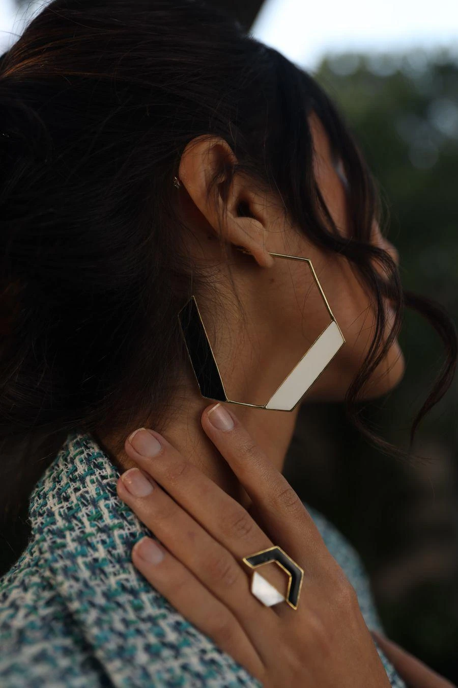 Varnika Arora Black & White Deco Drop Earrings 4 Varnika Arora Black & White Deco Drop Earrings - Image 2