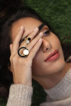 Varnika Arora Elsa Black Onyx Deco Drop Ring