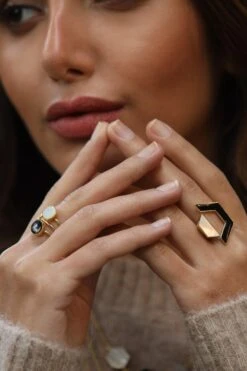 Varnika Arora Lyza Black Onyx Deco Drop Ring -Inca Sales Store 0802va21 2