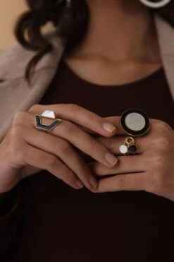 Varnika Arora Lyza Black Onyx Deco Drop Ring -Inca Sales Store 0802va21 4