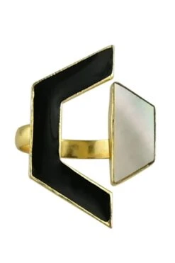 Varnika Arora Lyza Black Onyx Deco Drop Ring -Inca Sales Store 0802va21 5