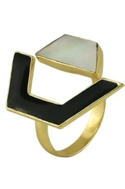 Varnika Arora Lyza Black Onyx Deco Drop Ring -Inca Sales Store 0802va21 6