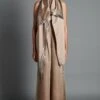 Amit Aggarwal Beige Satin Jacket Set With Metallic Details