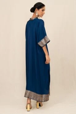 Jayanti Reddy Blue Embellished Kaftan With Benarasi Borders -Inca Sales Store 090723jr03 5