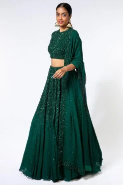 Nakul Sen Green Sequin Embroidered Lehenga Set -Inca Sales Store 0909ns02 2