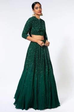 Nakul Sen Green Sequin Embroidered Lehenga Set -Inca Sales Store 0909ns02 3